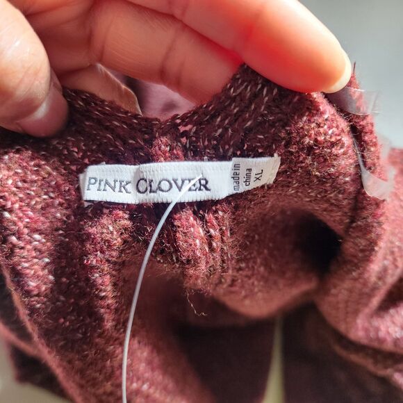 Pink Clover Sweater Womens XL Maroon Stitch Fix Cardigan Open Front Cuff Sleeves - Picture 3 of 9